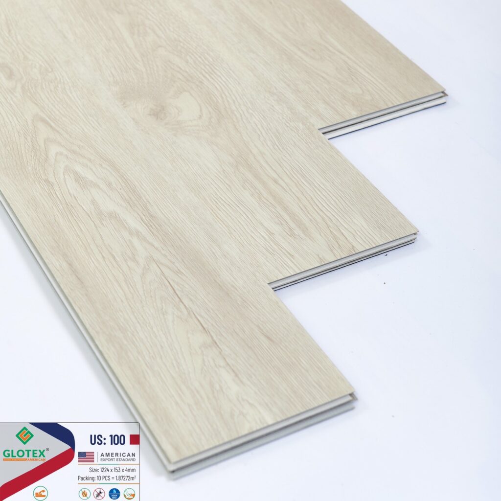 Sàn nhựa Glotex 4mm vân gỗ màu US 100