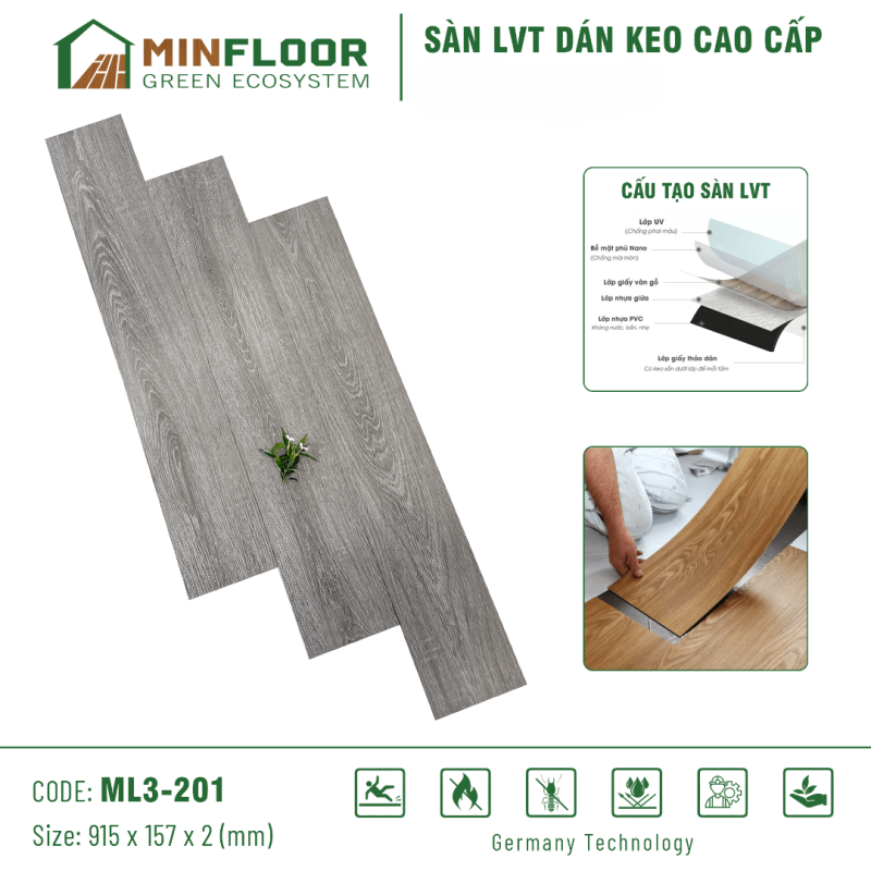 Sàn Dán Keo MinFloor Cao Cấp ML3-201