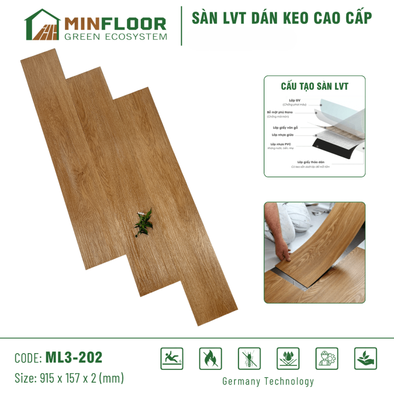 Sàn Dán Keo MinFloor Cao Cấp ML3-202