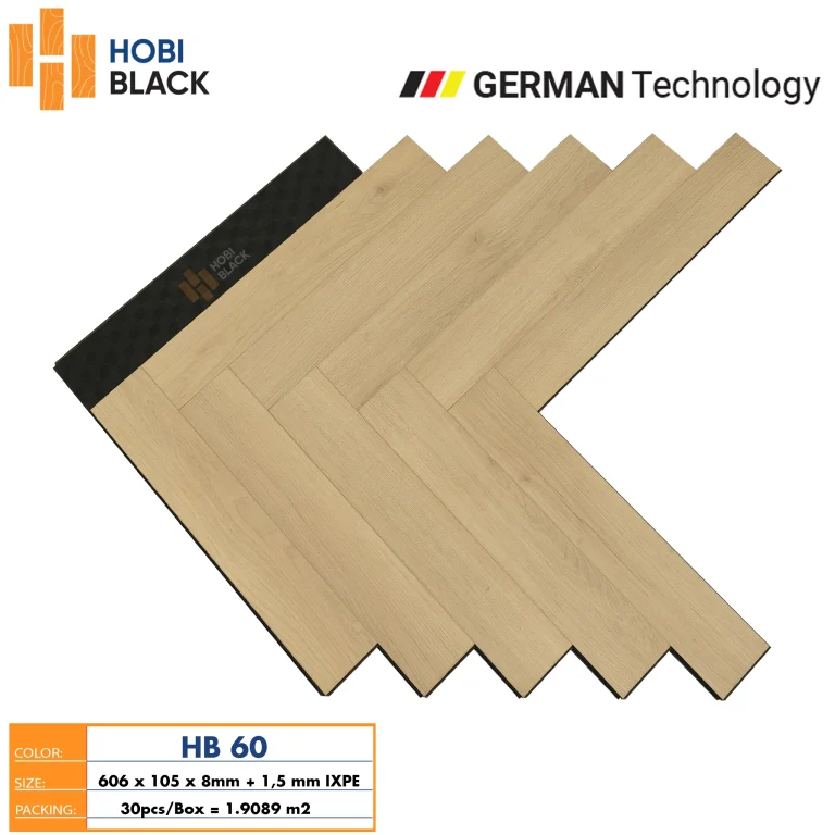Sàn Gỗ Cốt Đen Xương Cá HobiBlack HB 60