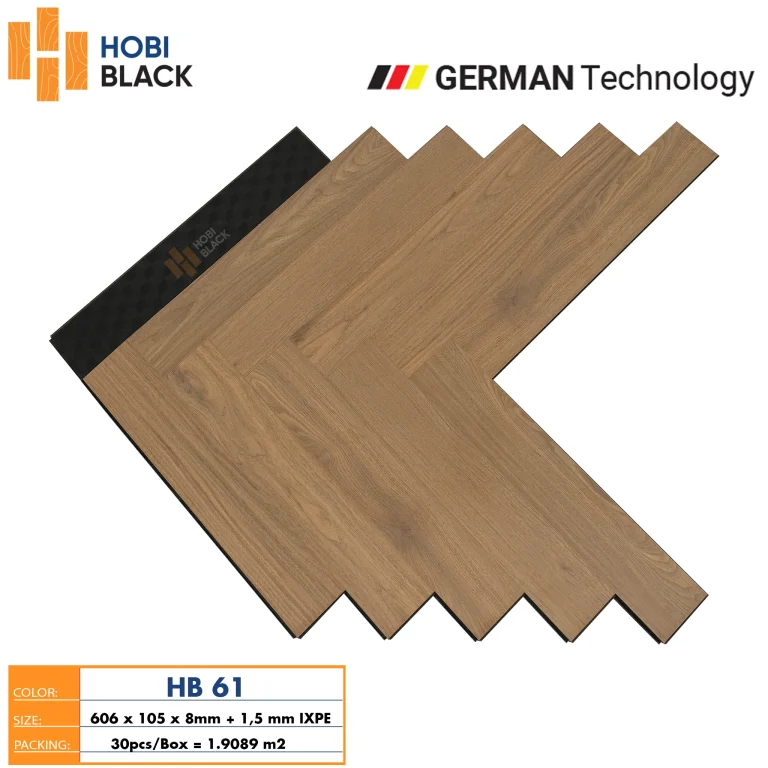 Sàn Gỗ Cốt Đen Xương Cá HobiBlack HB 61