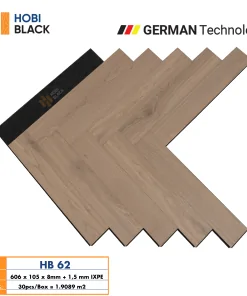 Sàn Gỗ Cốt Đen Xương Cá HobiBlack HB 62