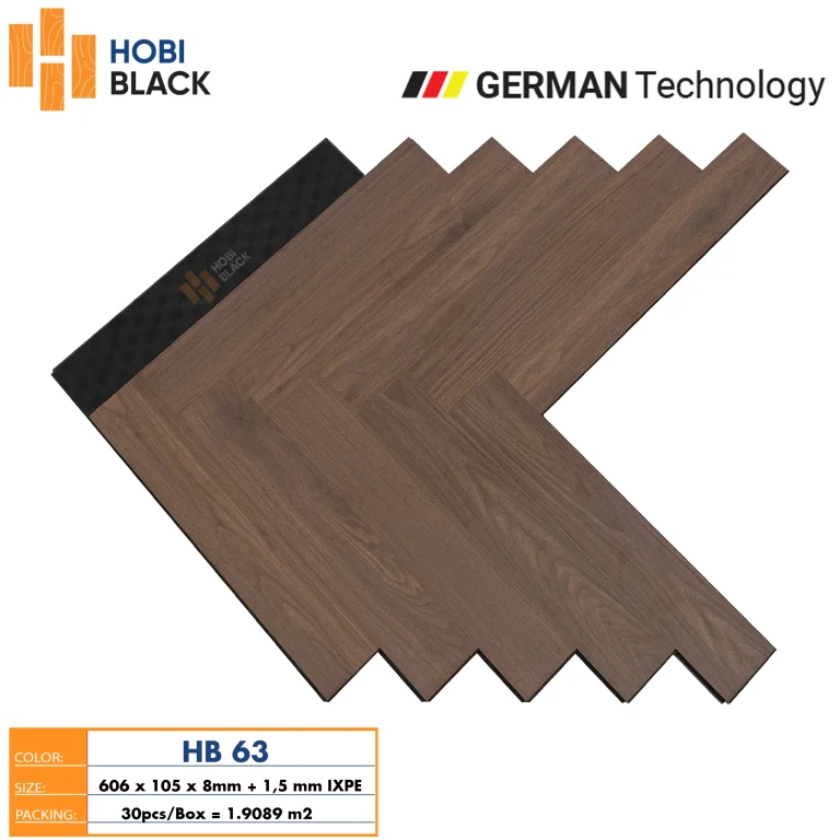 Sàn Gỗ Cốt Đen Xương Cá HobiBlack HB 63