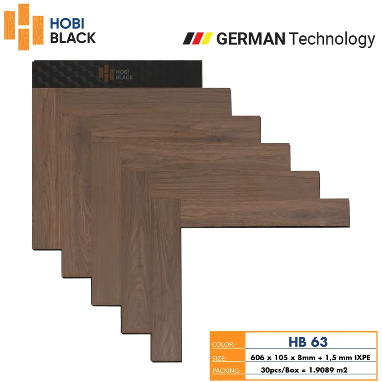 Sàn Gỗ Cốt Đen Xương Cá HobiBlack HB 63