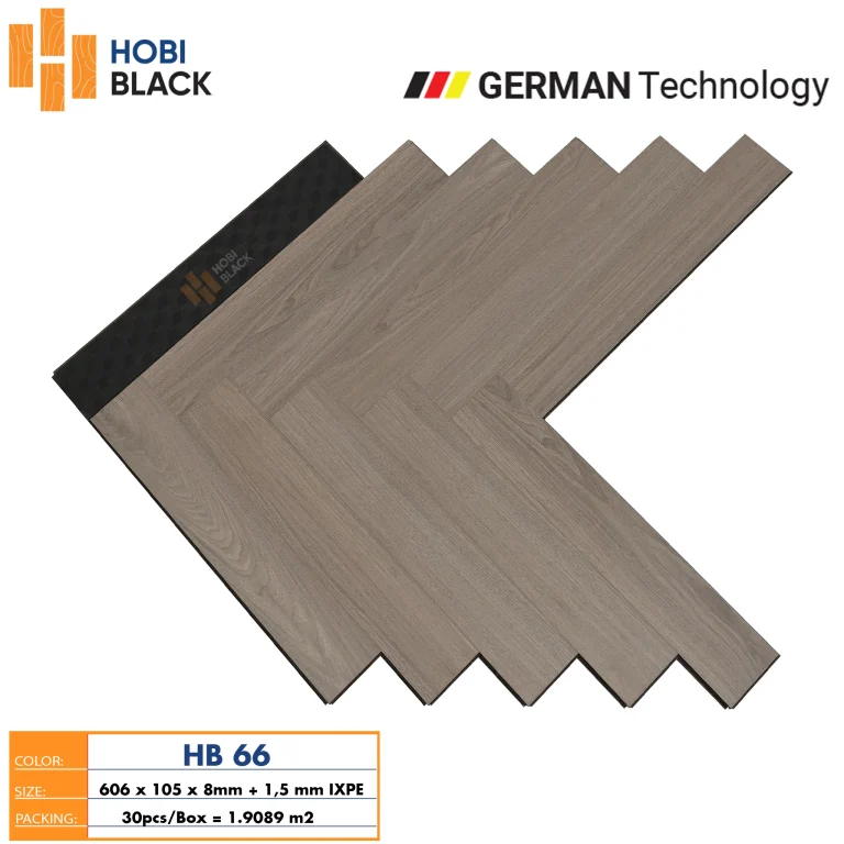 Sàn Gỗ Cốt Đen Xương Cá HobiBlack HB 66