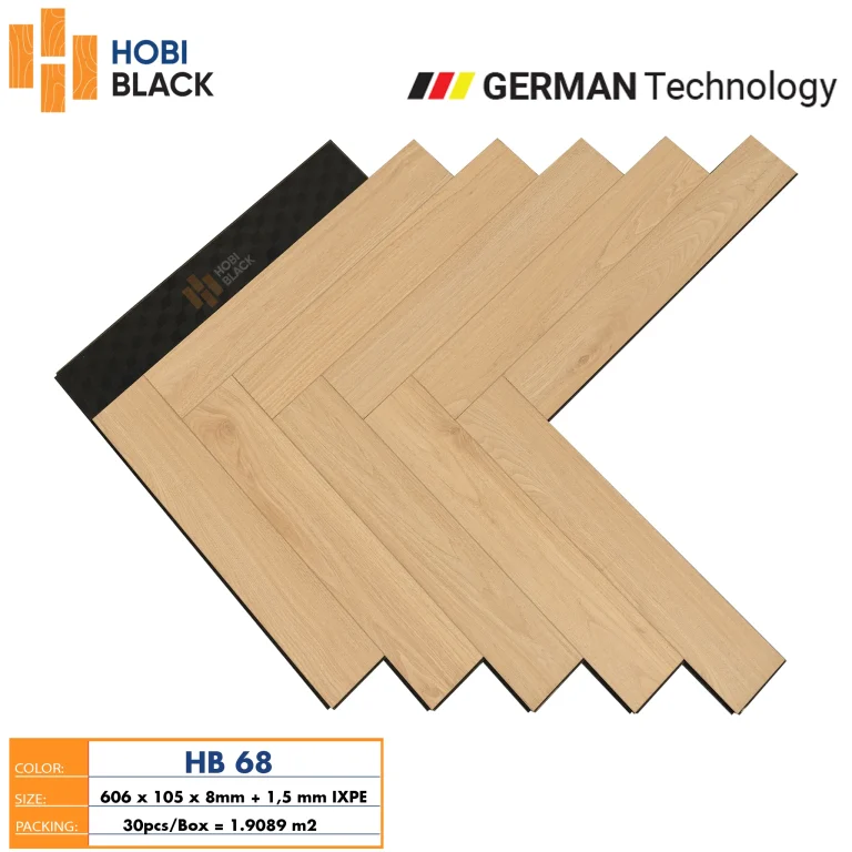 Sàn Gỗ Cốt Đen Xương Cá HobiBlack HB 68