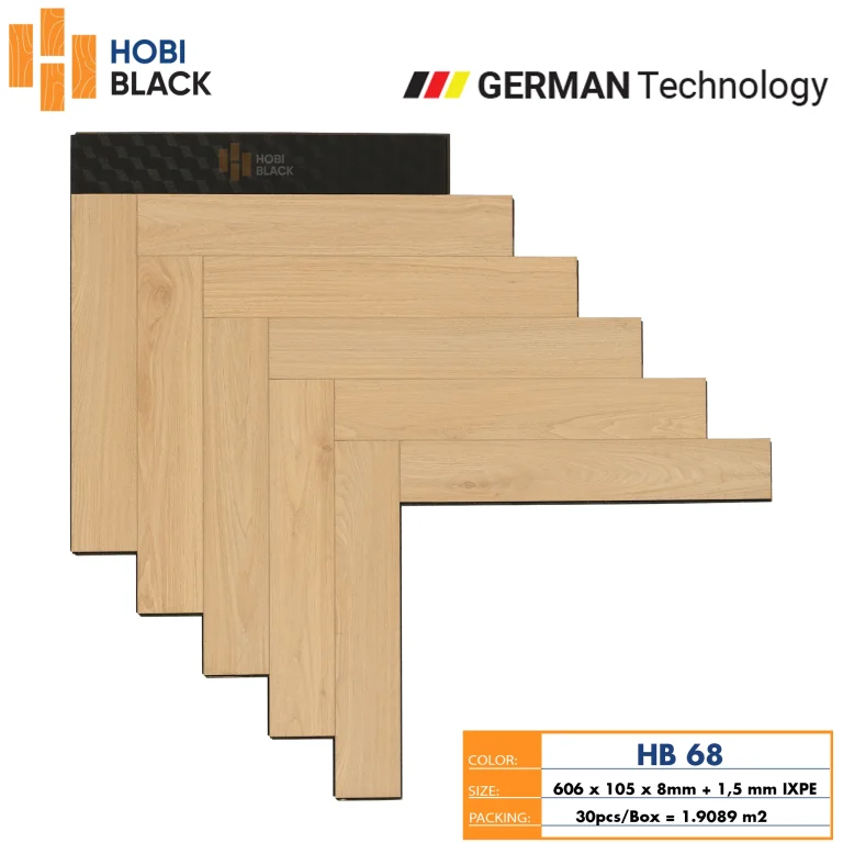 Sàn Gỗ Cốt Đen Xương Cá HobiBlack HB 68